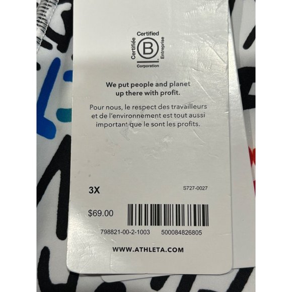 NWT ATHLETA Elation Train Short Sz 3X White Black PRIDE - Picture 7 of 7